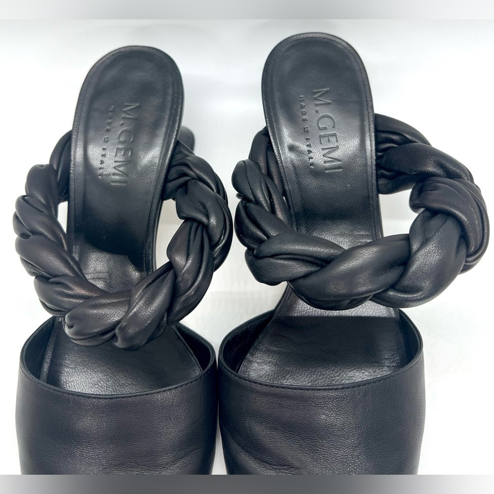 M. Gemi Braided Twist Leather Heeled Mule Pumps 37.5 - Picture 8 of 16